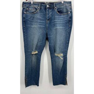Torrid Jeans Plus 18 High Rise Slit Hem Distress Straight Fitted Stud Women New